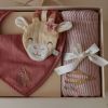 Coffret cadeau de naissance attache sucette bavoir bandana et lange Girafe Little Dutch Ambiance 8
