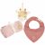 Variation Blanc rose, beige du produit Coffret cadeau de naissance attache sucette bavoir bandana et lange Girafe de la marque Little Dutch