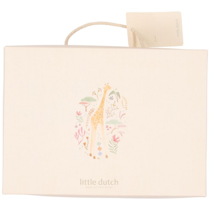 Coffret cadeau de naissance attache sucette bavoir bandana et lange Girafe Little Dutch Packaging 9