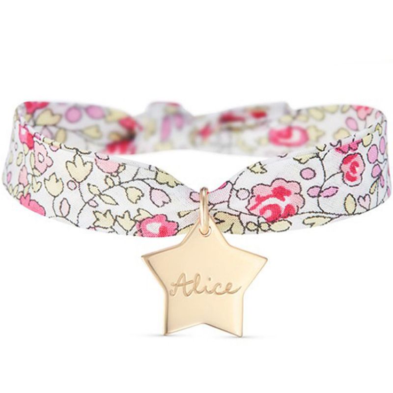 Bracelet maman Liberty avec étoile personnalisable (plaqué or) Merci Maman