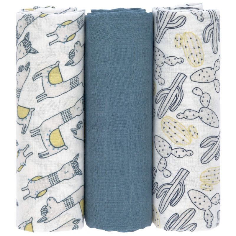 Lot de 3 langes Glama Lama bleu (80 x 80 cm) Lässig