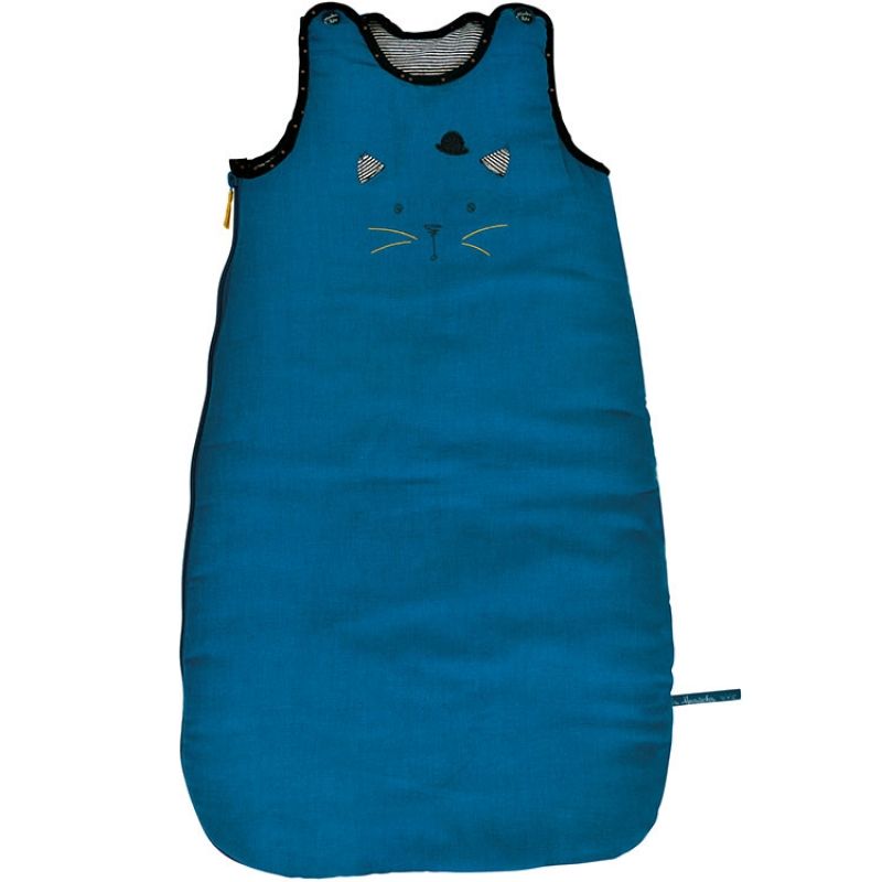 Gigoteuse chaude chat bleue Les Moustaches TOG 3,1 (70 cm) Moulin Roty