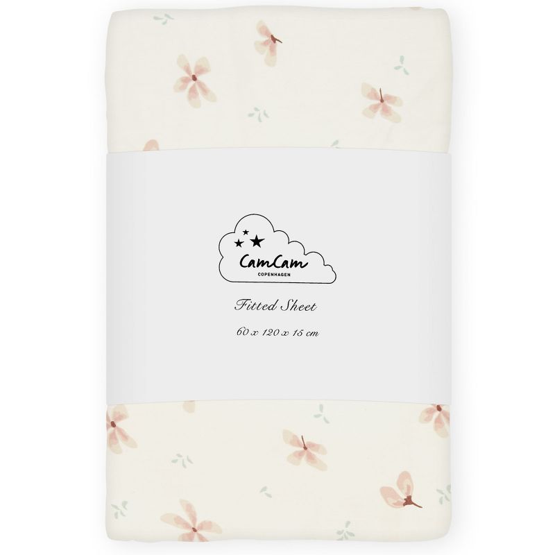 Drap housse en coton bio Windflower Creme (60 x 120 cm) Cam Cam Copenhagen