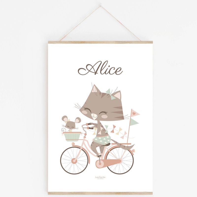 Affiche A4 chat Géraldine & Souricette avec support (personnalisable) Lutin Petit Pois