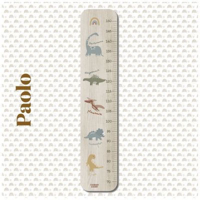 Toise en bois Collection 5 Dinos personnalisable Charlie et Suzie