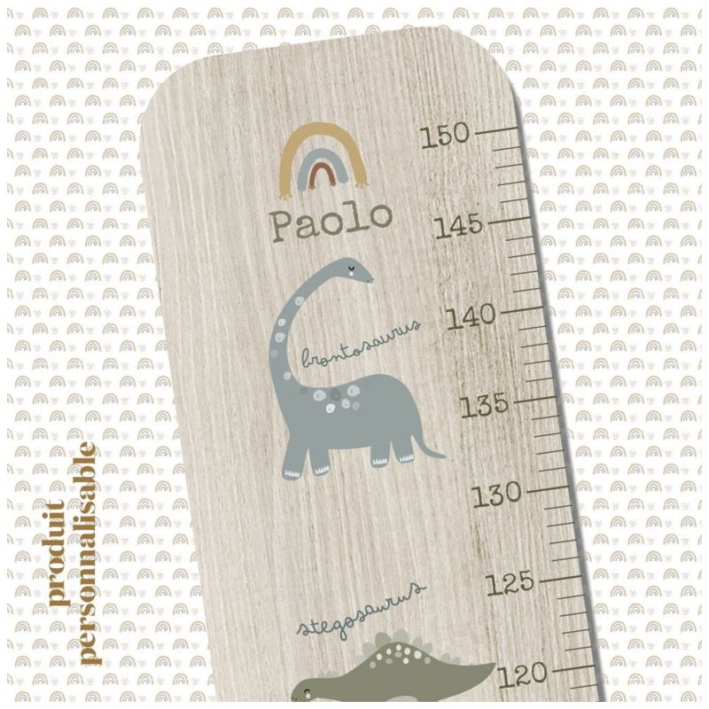 Toise en bois Collection 5 Dinos personnalisable Charlie et Suzie Ambiance 2