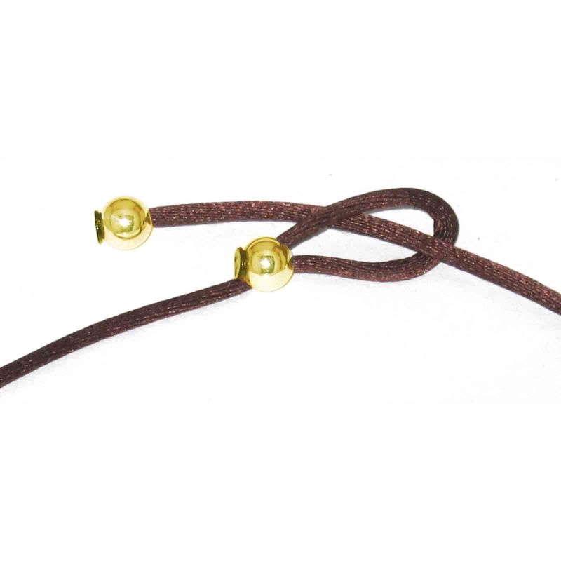 Collier cordon en coton avec boules en or jaune (19 coloris) Loupidou
