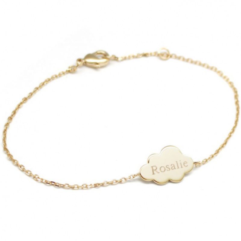 Bracelet chaîne nuage personnalisable (plaqué or jaune) Petits trésors