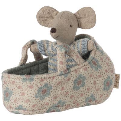 Bébé souris dans la nacelle Bleu Maileg