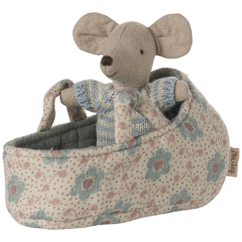 Bébé souris dans la nacelle Bleu Maileg Produit 1