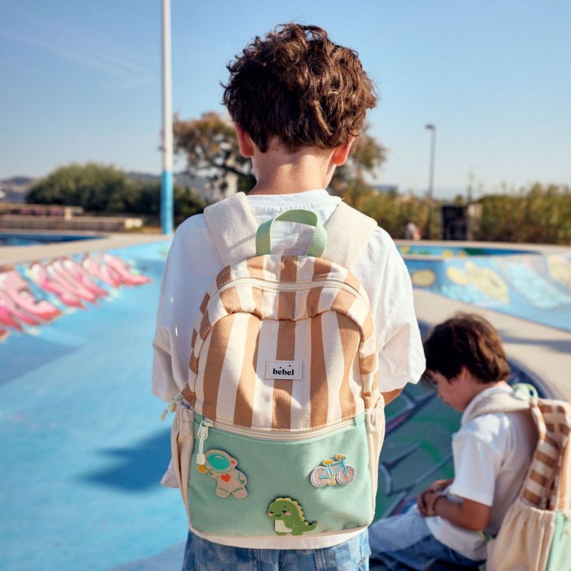 Sac à dos maternelle Kids Camel rayé BEBEL Ambiance 4