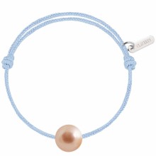 Bracelet enfant Baby Pearly cordon baby blue perle rose 7 mm (or blanc 750°)  par Claverin