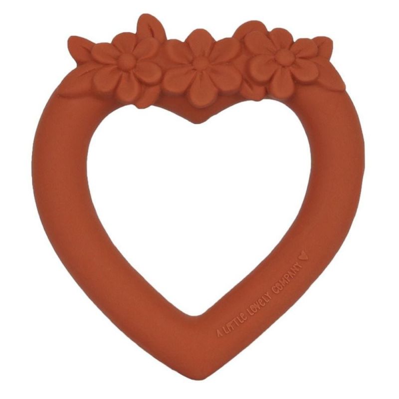 Anneau de dentition en caoutchouc Coeur terracotta A Little Lovely Company