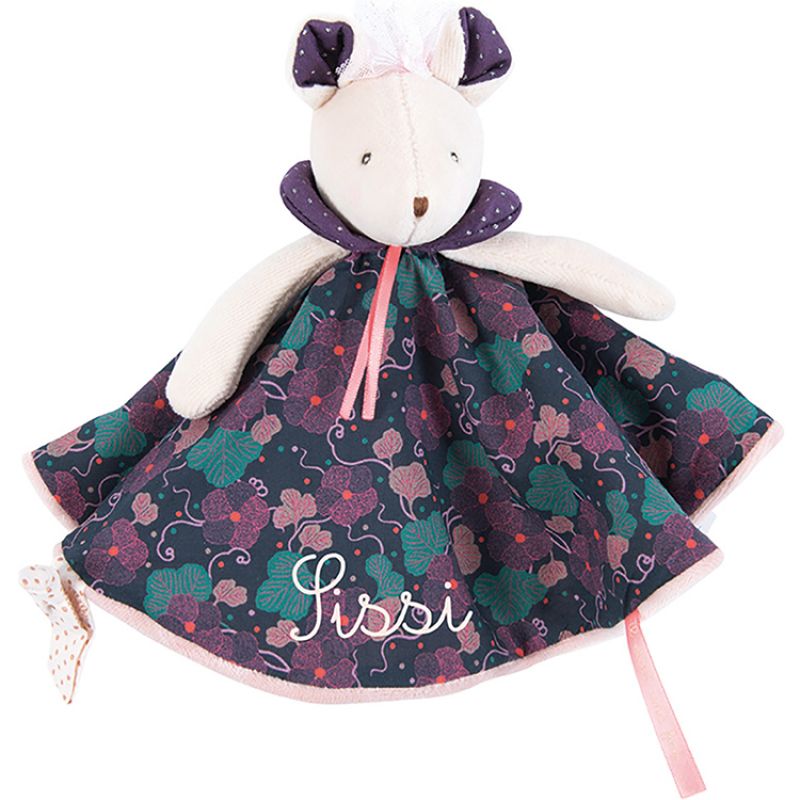 Doudou attache tétine Souris violette Il était une fois (personnalisable) Moulin Roty