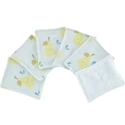 Lot de 6 lingettes lavables Poires (8 x 11 cm) Little Crevette