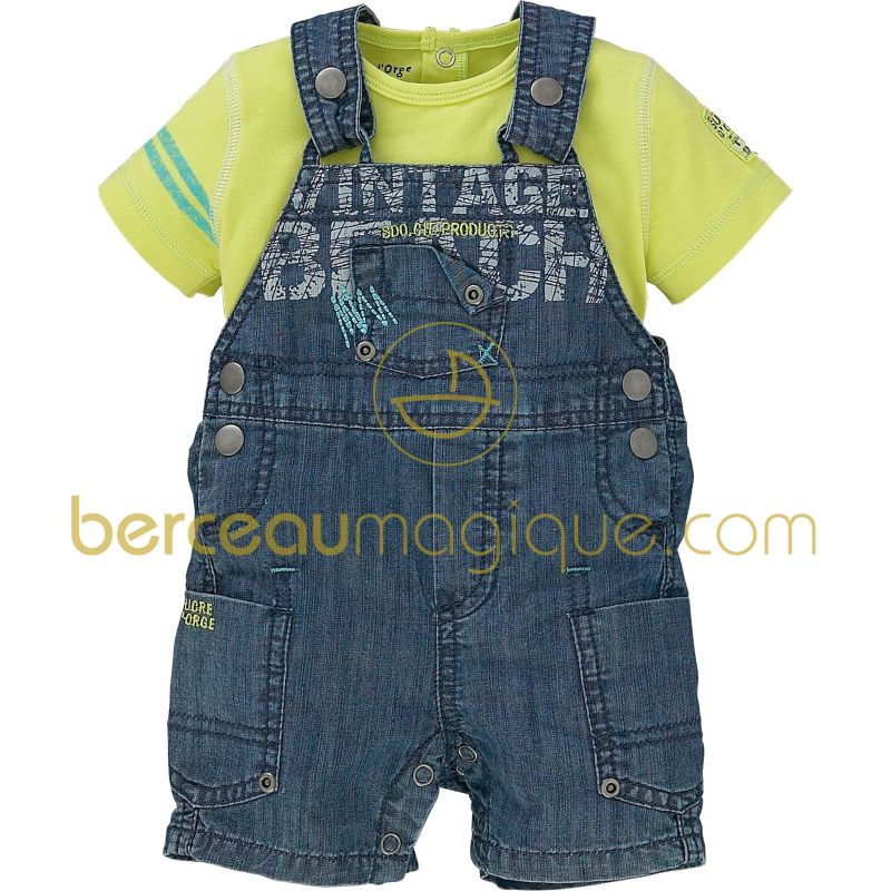 Ensemble T-shirt manches courtes et salopette en jean Un monde de couleurs Sucre d'orge