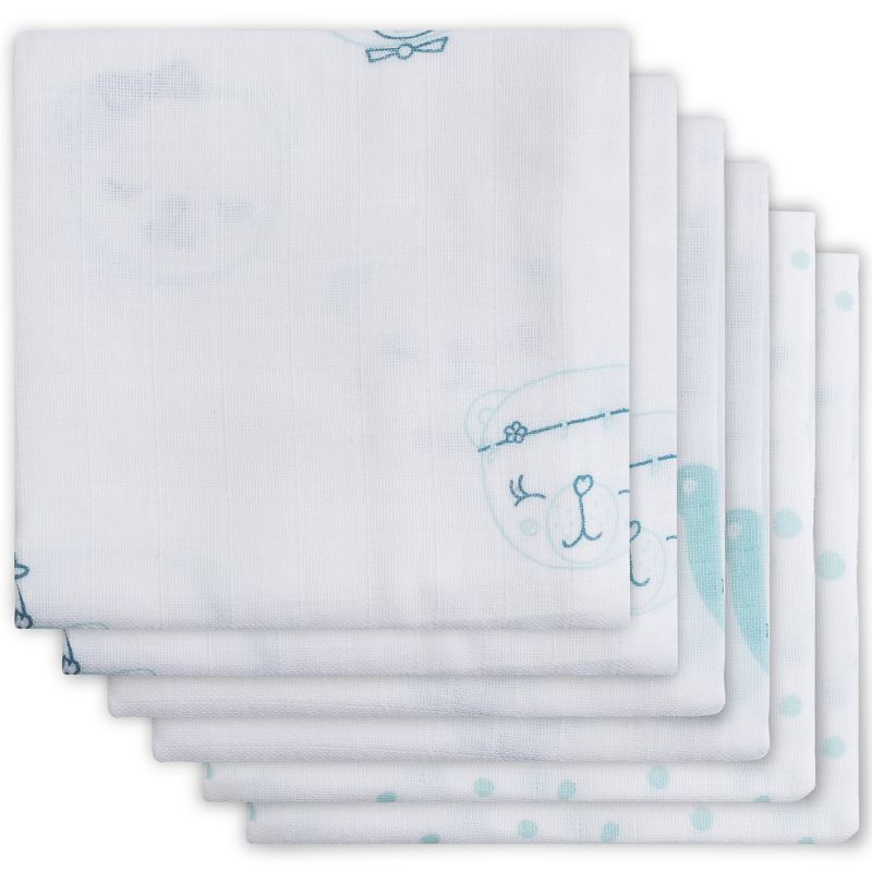 Lot de 6 langes hydrophiles Funny ours vert (70 x 70 cm) Jollein