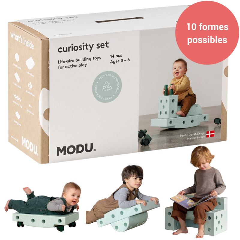 Jeu de construction évolutif Curiosity kit menthe/vert forêt (14 pièces) Modu