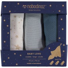 Lot de 3 langes Baby Love Night blue (70 x 70 cm)