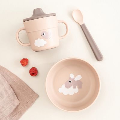 Coffret premier repas ventouse Foodie Happy clouds Rose (3 pièces) (Done by deer) - Image 2