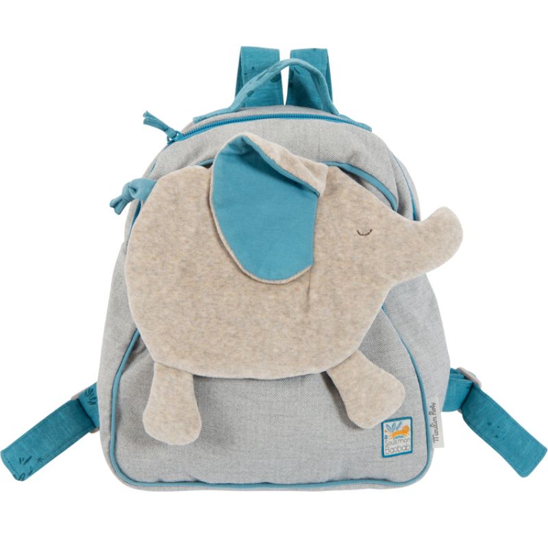 Sac à dos bébé éléphant Sous mon Baobab (29 cm) Moulin Roty