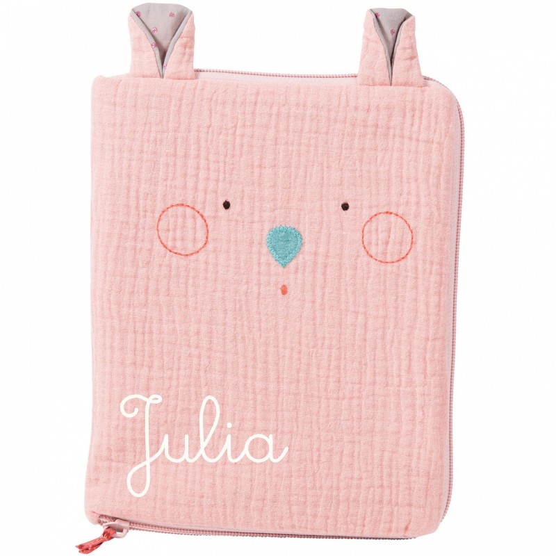 Protège carnet de santé souris rose Les jolis trop beaux personnalisable Moulin Roty