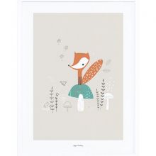Affiche encadrée renard et champignons des bois (30 x 40 cm)  par Lilipinso
