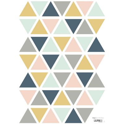 Planche de stickers triangle moutarde, gris et rose clair (A3)  par Lilipinso