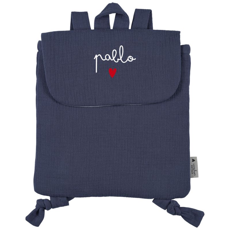 Sac à dos Gaze Bleu Jean (personnalisable) Atelier Wagram Produit 1