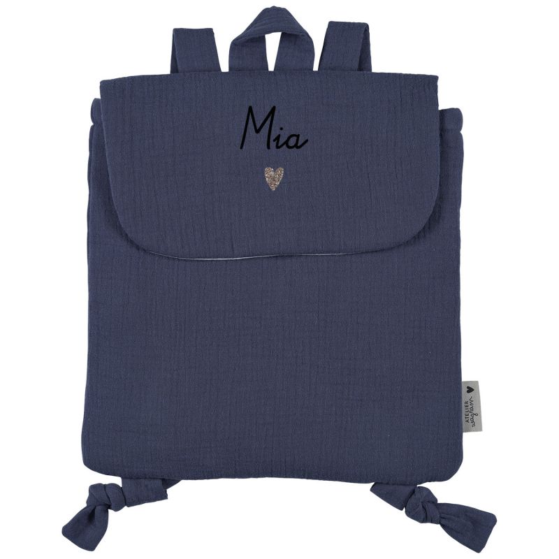 Sac à dos Gaze Bleu Jean (personnalisable) Atelier Wagram Produit 3