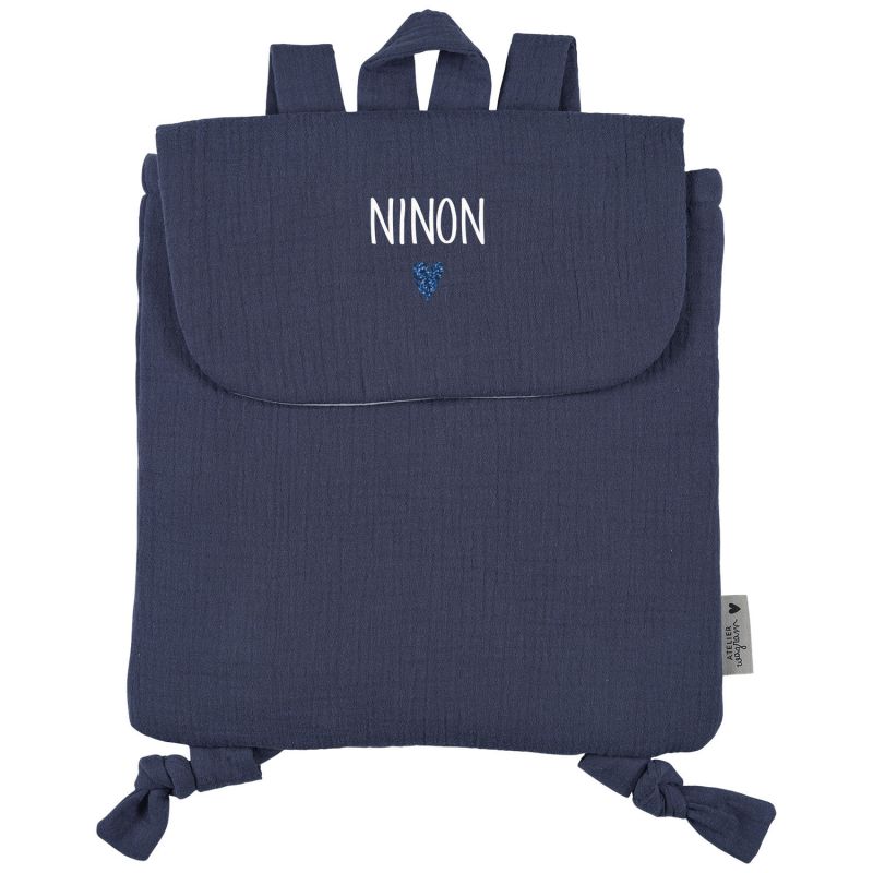 Sac à dos Gaze Bleu Jean (personnalisable) Atelier Wagram Produit 4