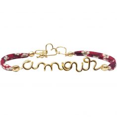 Bracelet cordon liberty Amour goldfilled jaune (personnalisable) - Padam Padam