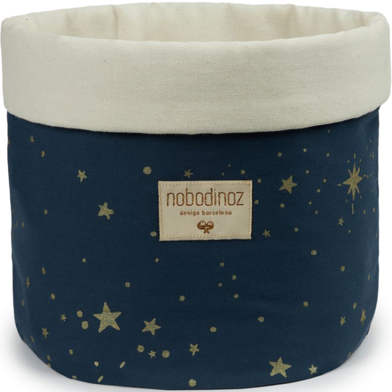 Panier de toilette en tissu Panda Gold stella Night blue (20 x 24 cm) Nobodinoz