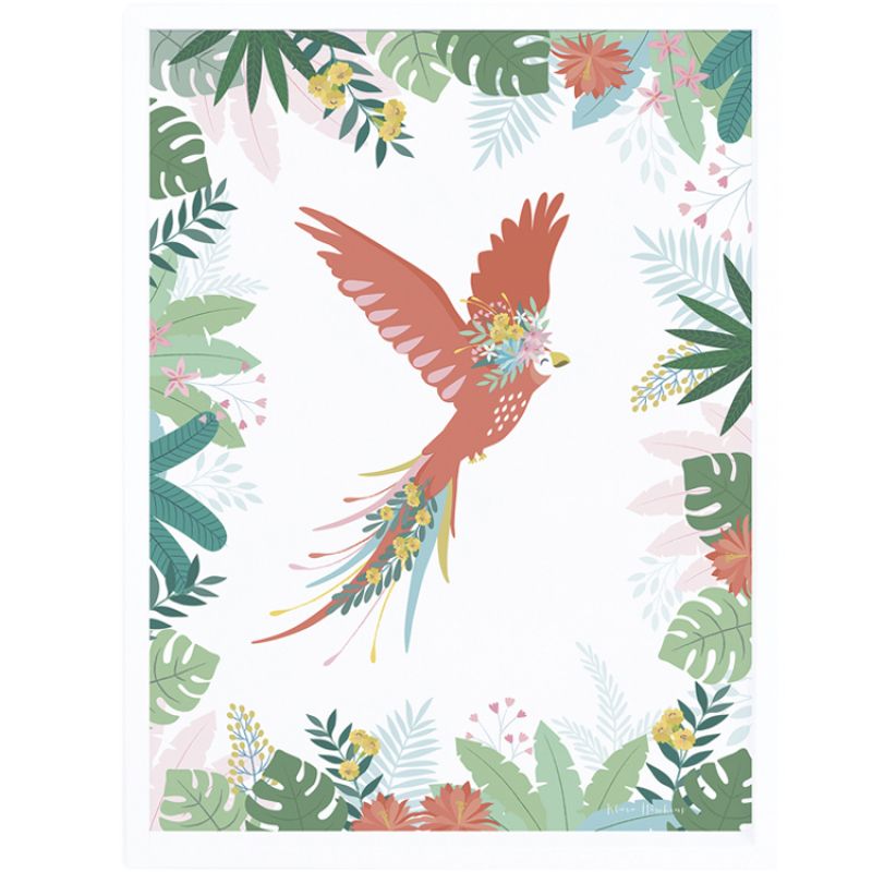 Affiche encadrée L'envol du perroquet (30 x 40 cm) Lilipinso