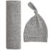 Coffret maxi lange et bonnet en maille heather grey (0-3 mois) - Aden + anais