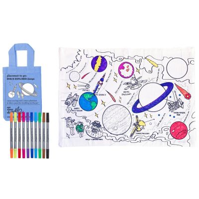 Set de table à colorier lavable et réutilisable Espace avec 10 feutres
