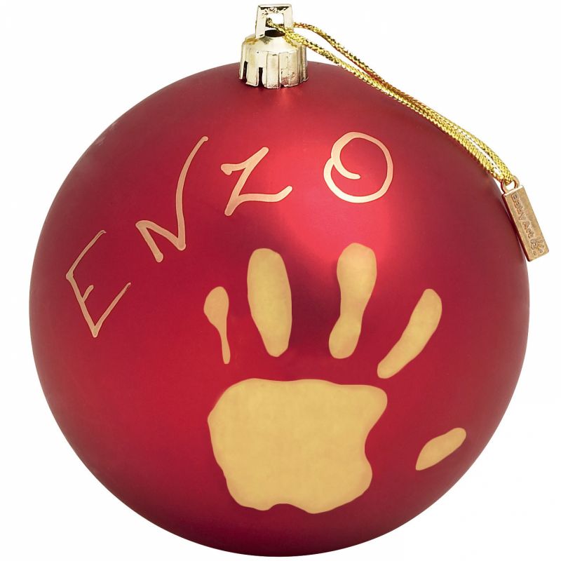 Boule de Noël décorative rouge avec kit empreinte Baby Art
