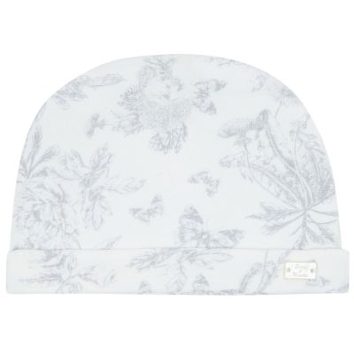 Bonnet de naissance Toile de Jouy gris