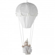 Lampe montgolfière imprimé étoiles gris et blanc   par Domiva