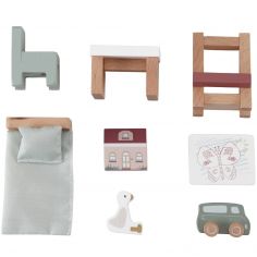 Set de 7 pièces de chambre d'enfant pour maison de poupée - Little Dutch