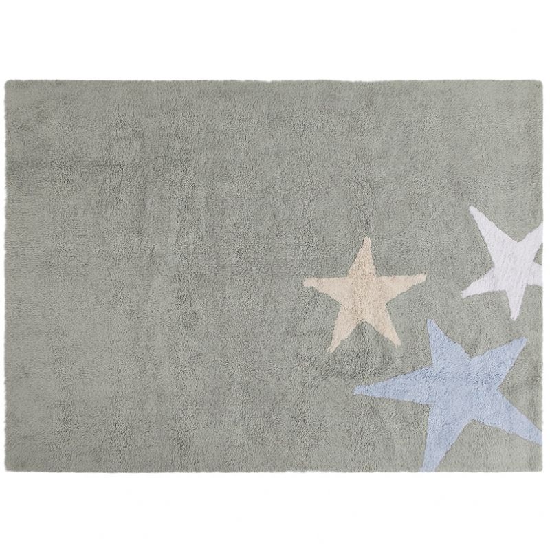 Tapis lavable Trois étoiles gris et bleu (120 x 160 cm) Lorena Canals