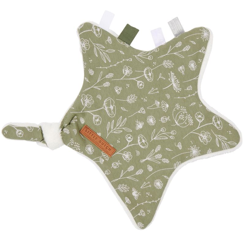 Doudou attache sucette étoile Wild Flowers olive Little Dutch