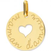 Médaille maman d'amour coeur ajouré personnalisable (or jaune 750°)
