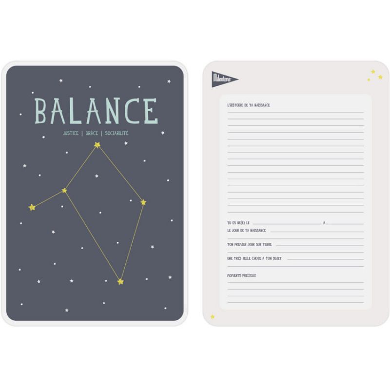 Affiche signe astrologique Balance (21,4 x 32,5 cm) Milestone