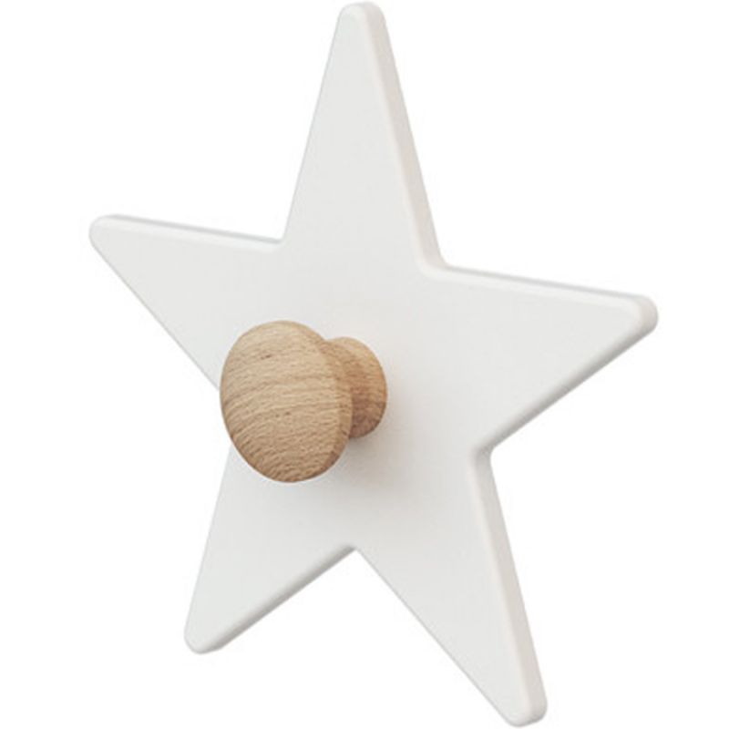Porte-manteau mural étoile en bois de hêtre brut Essentiel blanc AT4