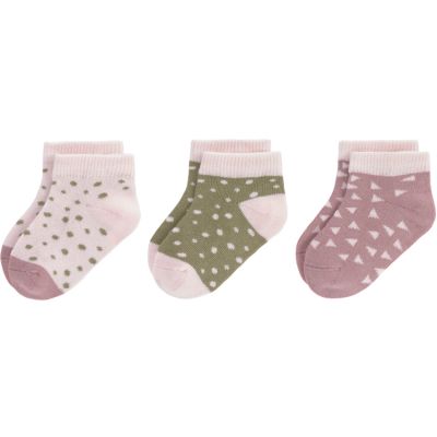 Lot de 3 paires de chaussettes bébé en coton bio rose et cannelle (pointure 15-18) Lässig