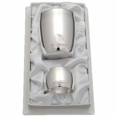 Coffret timbale et rond de serviette Tonneau Filet personnalisable (métal argenté) - Daniel Crégut