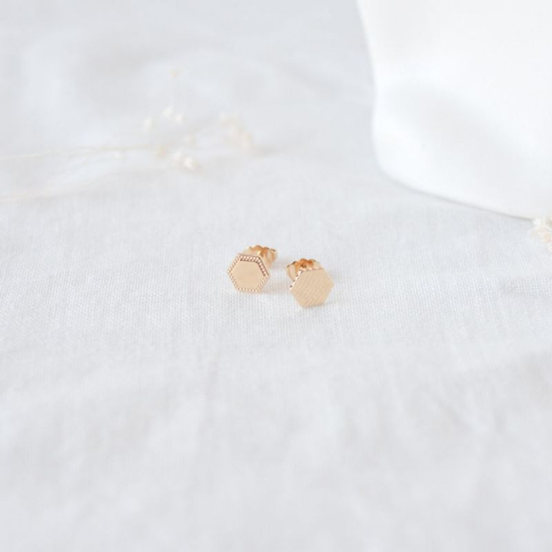 Puces d'oreille Henriette en plaqué or jaune (personnalisable) Mon Petit Poids