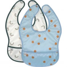 Lot de 2 bavoirs Happy Rascals Smile bleu ciel - Lässig 