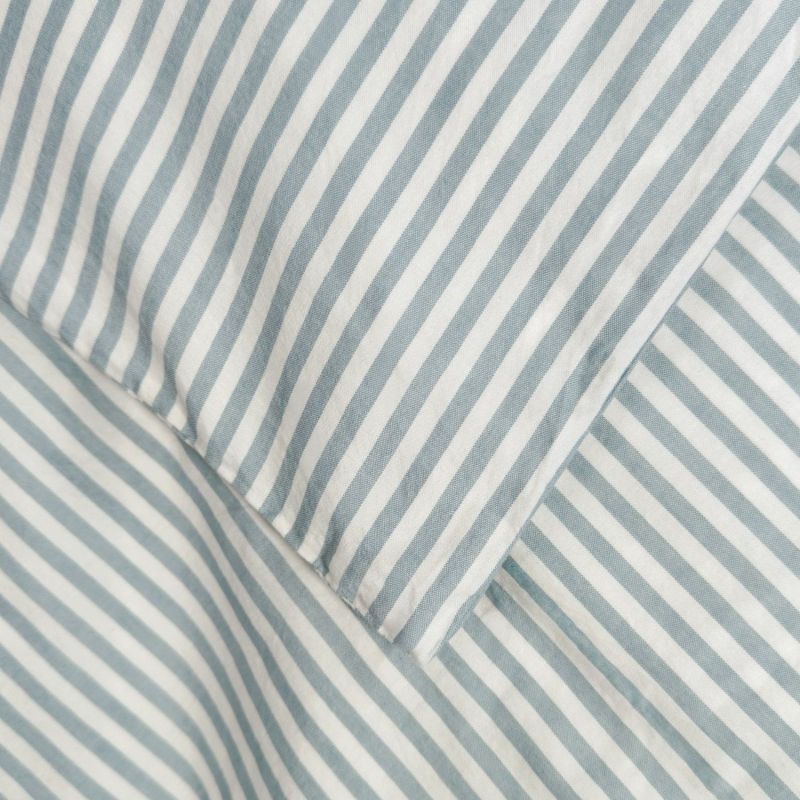Housse de couette en percale de coton Rayé Bleu Ardoise (100 x 140 cm) Kadolis Produit 3